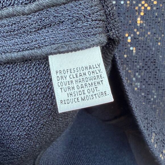 St. John Evening Black Sequined Zip Front Santana Knit Blazer Jacket Size 4 - Picture 6 of 7